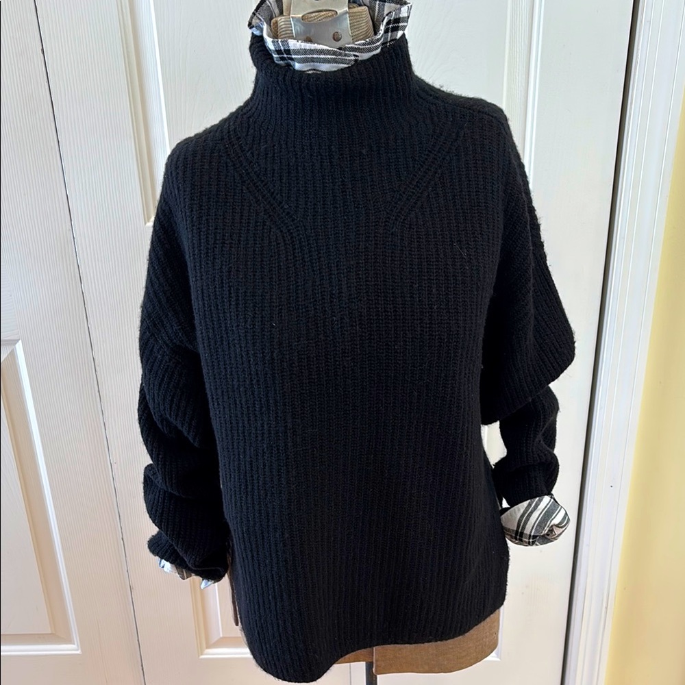 Rails Black cashmere and lambswool Turtleneck long sleeve relaxed fit sweater